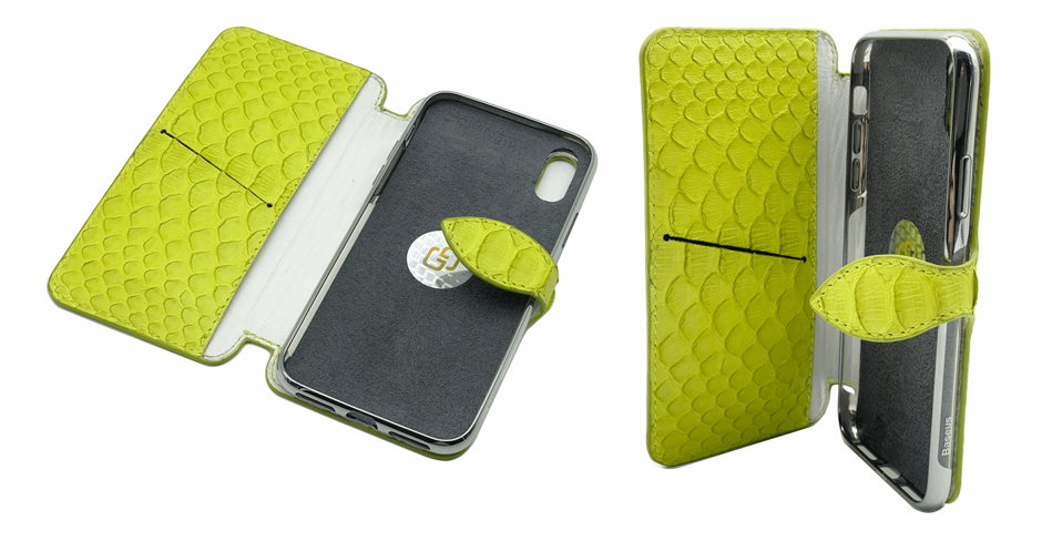 Case (чехол) GG® Для iPhone Xs/11/12 Pro (Black Piton) 2020 натуральная кожа питона